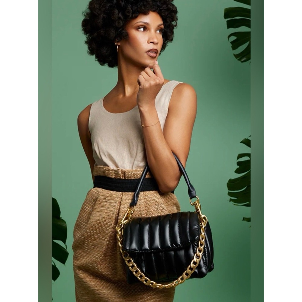 THINK ROYLN Bar Bag in Pearl Black with Gold NWT